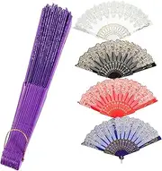 MUSISALY Vintage Style Hand Fan 5pcs Bronzed Flower Folding Fan for Dance Stage Show Props