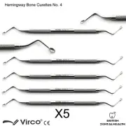 5X HEMINGWAY BONE CURETTES No. 4 SPOON SCOOP PERIODONTAL DENTAL IMPLANT LAB