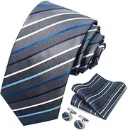 [GerRit] Men's Neckties Men's Tie and Pocket Square Cufflinks Business Formal Tie Set for Business Wedding