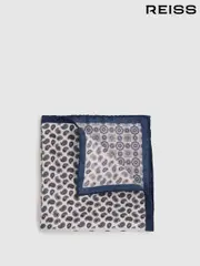 Reiss Ivory/Navy Lucca Silk Hybrid Print Pocket Square (E55297) | $75