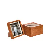 Nicola Spring Acrylic 3D Box Photo Frames with 6" x 6" Mounts - 8" x 8" - Dark Wood - Pack of 5
