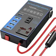Car Converter Charger - Unmatched Defense 1500W Car Charger Adapter | Widely Used USB Charging Port Vehicles Converter | Car Converter to Outlet Plug for Road Trip Camping Phones Table