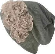 [CHARM] Womens Flower Beanie Hat - Baggy Turban Headband Chemo Cap Circle Scarf