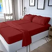 Real 600 Thread Count, 100% Egyptian Cotton Split Sheet Set for Adjustable Bed [Split California King - 5 PC Size, Burgundy Color] Bedsheet Sets, Fit Upto 10" Deep Pocket, Satin Weave
