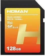 HOMAN 128GB Extreme SDXC Memory Card, UHS-II, U3, V60,4K UHD Video, Up to 280MB/s Read,for Professional Vloggers, Filmmakers, Photographers & Content Curators