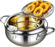 Frying Pan - Oil Pot for Frying, Home Induction Cooker | Frying Pan with Thermometer, Portable Fry Pan, Stainless Steel Stock Pot Fryer, Non-Stick Stainless Steel Frying Pan, Large Fryer, Stock Pot
