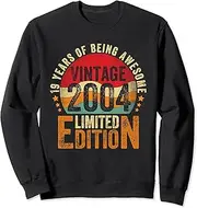 [X.Style] 19 Year Old Retro Vintage 2004 Limited Edition 19th Birthday Sweatshirt ds110 Sweater (2XL) Black