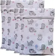 4 Pack Laundry Bags for Delicates, Delicates Wash Bag Mesh Laundry Bag with Cute Prints, Durable Travel Laundry Bag Washing Bag for Washing Machine Bra Lingerie Underwear Sock