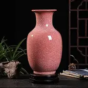 Chinese Ceramic Art Handmade Antique Ice Crack Glaze Vases Big China Porcelain Flower Bottle Vase for Home Decoration(red) (Color : E)