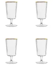 10 Strawberry Street Set of 4 Grace Gold Rim Glassware: Water Goblet