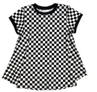 LuLaRoe Womens Top Size 3XL Erika Swing Black White Checkered Flag Plaid NWT