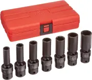 3656 3/8" Drive Fractional 6 Point Deep Universal Impact Socket Set - 7 Pc.
