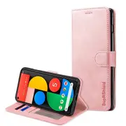 For Google Pixel 5 Case SupRShield Wallet Leather Flip Magnetic Stand Case Cover (Rose Gold)