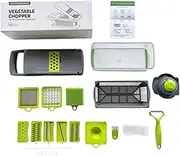 16-in-1 Multifunctional Vegetable Chopper, Slicer, Dicer & Grater with Interchangeable Blades, Wash Basket, Egg Separator, Easy-to-Clean, Space-Saving, Perfect for Slicing, Dicing, Grating
