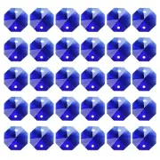 60 Pack K9 Crystal Octagon Beads 2 Holes 14mm Chandelier Prisms Dark Blue