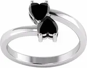 [Shine Jewel] Designer Heart Shape Black Spinel Gemstone 92.5 Sterling Silver Wedding Ring