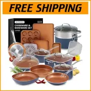 Versatile Induction-Compatible Ceramic Cookware Set - 20-Piece Collection