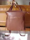 NWT~ THE SAK CALABASAS BACKPACK TEAK BROWN LEATHER & CANVAS WITH STUDS ~$149