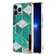 For Apple iPhone 13 Pro Case Hard back Marble Pattern Slim Design Enhanced Camera and Screen Protection Girls and Women Cover (Ocean Green)