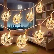 AceList 20 LED Moon Ramadan String Lights, Star Moon Lights Ramadan Decorations for Home, Battery Powered, Extendable for Indoor, Outdoor, Party, Tree, Garden, Eid, Islamic Wall Decor