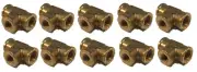 10 PACK BRASS FORGED REDUCING TEE FITTING 1/2 X 1/2 X 3/8 FEMALE NPT FNPT WOG