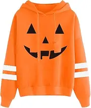 Spadehill Women's Halloween Long Sleeve Pumpkin Skeleton Hoodies