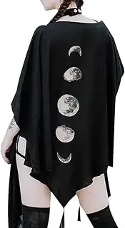 [Instobig] Women's Goth Fashion Capes Coat Black Cardigan Punk Cloak Shawl Moon Halloween