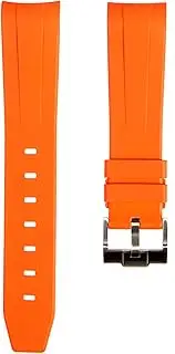 [Strapseeker] Curved End FKM Fluoro Rubber Watch Bands- Watch Strap Compatible for Omega Speedmaster, Moonwatch, Rolex Submariner, Seiko SKX- No Gap- 20mm