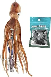 Lifelike Inkjet Octopus Lures, Thick Whiskers Fishing Baits for Rock Fish, Lingcod, and Snapper with Big Eyes