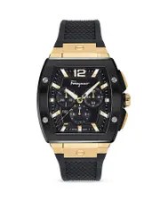 Ferragamo F-80 Tonneau Ion Plated Stainless Steel Chronograph Watch, 41.8mm