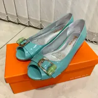 在飛比找蝦皮購物優惠-全新✨Anitalee楔型魚口鞋 Tiffany藍 37.5