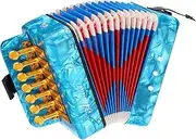 sourcing map Accordion, 10 Keys Bass Button Accordion Mini Musical Instrument Lightweight for Children Beginners Educational, Sky Blue