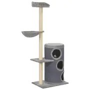 Cat Tree with Sisal Scratching Posts Grey 148 cm vidaXL
