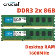 CRUCIAL DDR3 1600MHz 16GB (2x8GB) PC3-12800 Desktop 240pin 16G Memory DIMM-