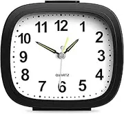 OQIMAX Analog Alarm Clock, Small Alarm Clock, Pointer Alarm Clocks, Non Ticking, Battery Powered, Travel Alarm Clock, Desk Clock, Bedside Clock With Snooze, Night Light for Kids, Home, Bedroom, Office
