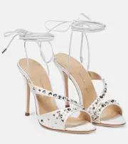 [Alessandra Rich] Alessandra Rich Embellished silk satin sandals AU 6 white