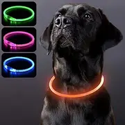 PZRLit Light Up Dog Collar Rechargeable Waterproof LED Dog Collar, Flashing Illuminated Glow Dog Collars Light for Dark, Dog Light Up Collar for Small Medium Large Dogs Night Safety Walking-Orange