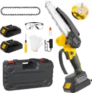 6-Inch Mini Chainsaw,Cordless Chainsaw,Light Weight Battery-Powered,With 2 Chain