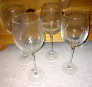 GORHAM 4 VERONA OPTIC SWIRL GLASS CRYSTAL WINE GOBLET GLASSES STEMS UNUSED 9.25"