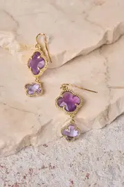 Clover Pendant Earrings - Lilac