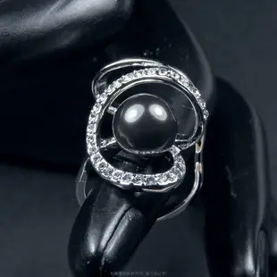 珍珠林~白珍珠戒指~大尺寸14MM南洋貝珍珠戒台銅包硬白k(內徑16.18MM.國際戒圍10.14號) #047
