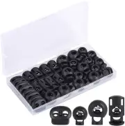 32PCS Professional Cord Lock, 4 Sizes DIY Plastic Spring Toggle Stopper, Lanyard