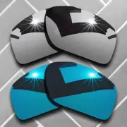 2 Packs Replacement Lenses for-Oakley Det Cord Polarized-Silver Chrome&Sky Blue
