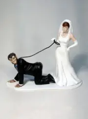 Halloween Wolfman Werewolf Groom and Bride Wedding Caketop - Beast on a Leash