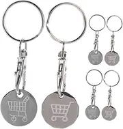 Abaodam 6pcs Stainless Steel Trolley Token Keychains Stylish Keyrings for Supermarket Home and Office Use Lightweight and Multifunctional Shopping Cart Tokens