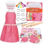 Kids Cooking Baking Set 19Pcs, Kids Chef Role Play Costume Set - Chef Hat and
