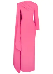 Solace London Lydia Cape-effect Maxi Dress - Bright Pink - 8 8