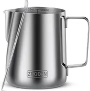 Milk Frothing Pitcher, 20oz Espresso Steaming Pitchers Stainless Steel Cappuccino Coffee Machine Accessories Barista Tools Steamer Froth Pitchers Milk Jug Cup with Decorating Pen Latte Art
