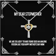 Maramalive Perfect Stepmother Gifts, We are so lucky to have found such an!!, Birthday Cross Dancing Necklace For Stepmother from Daughter, Stepmothers, Gift ideas, Stepmother gift ideas, Sterling Silver, Cubic Zirconia