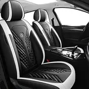 DELPOS Car Seat Covers Universal Full Set Accessories for Renault Captur Hybrid/Duster/Shuttle/Twingo Car Accessories, black White